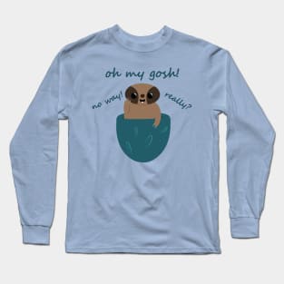 Surprised Baby Sloth in a Pocket Long Sleeve T-Shirt